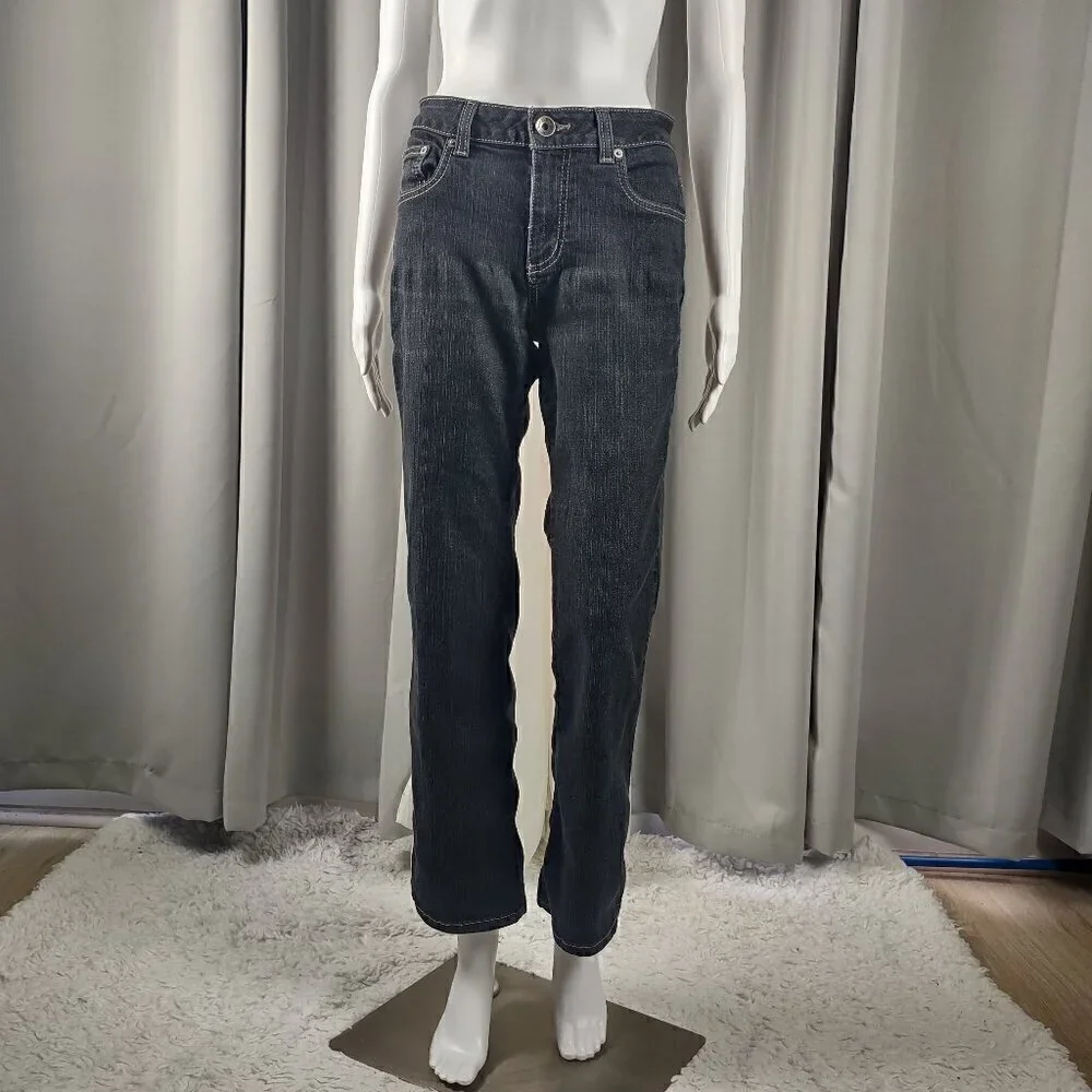 DKNY SOHO Women's Cotton Blend Five Pocket Wide Leg Blue Jeans Size 6S/C - Picture 1 of 11
